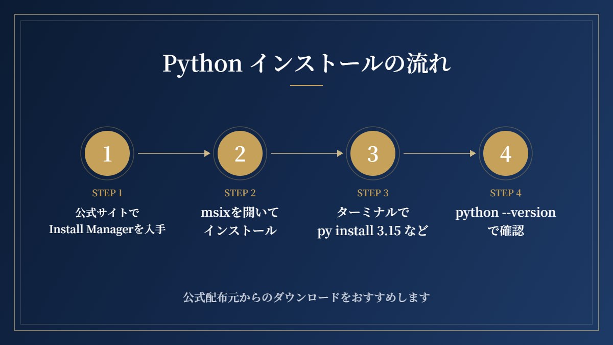 Pythonのインストールの流れ(4ステップ)
